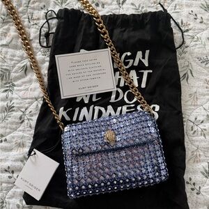 Kurt Geiger Small Purple Crystal Flower Party Chain Bag Party Event NWT